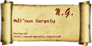 Mónus Gergely névjegykártya