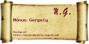 Mónus Gergely névjegykártya